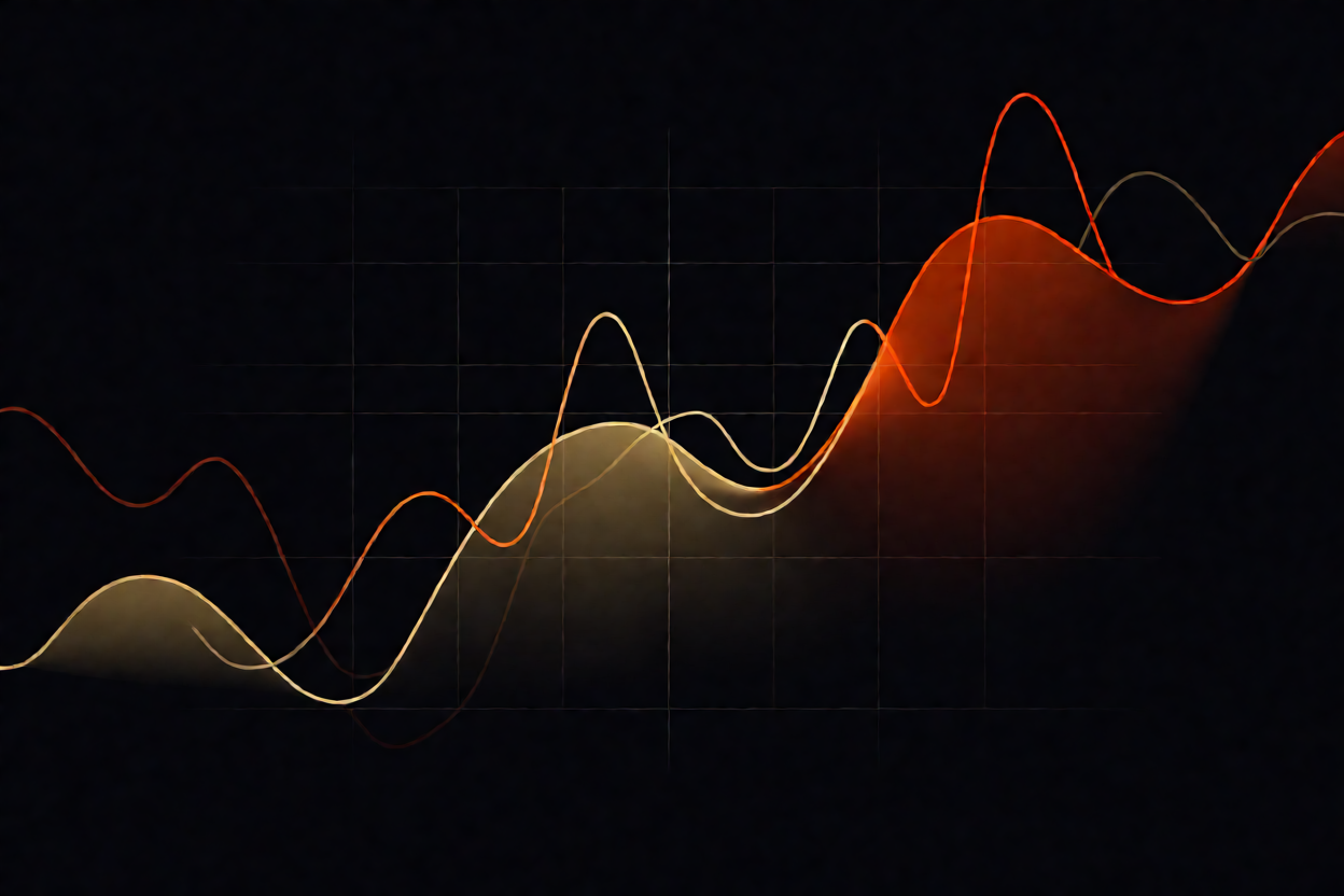 Gráfico de preços e probabilidades em um mercado de previsão
